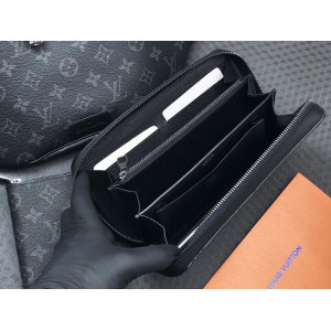 Черный клатч-кошелек LOUIS VUITTON MONOGRAM ECLIPSE ZIPPY XL